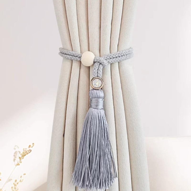 Braided rope for storing curtain clips