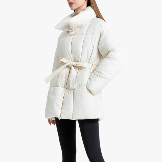 여성 하프 패딩 아우터 허리 여리여리 도톰 패딩 박시 패딩