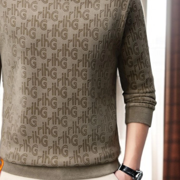 캐주얼 패션 남성 상의 자카드 라운드 긴팔 후드 기모 기모 레깅스 상의