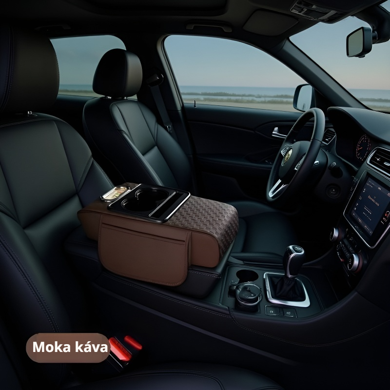 Čeština: 4v1 auto organizér – opěrka, zvyšovací podložka, zásobník na kapesníčky, držák na kelímky