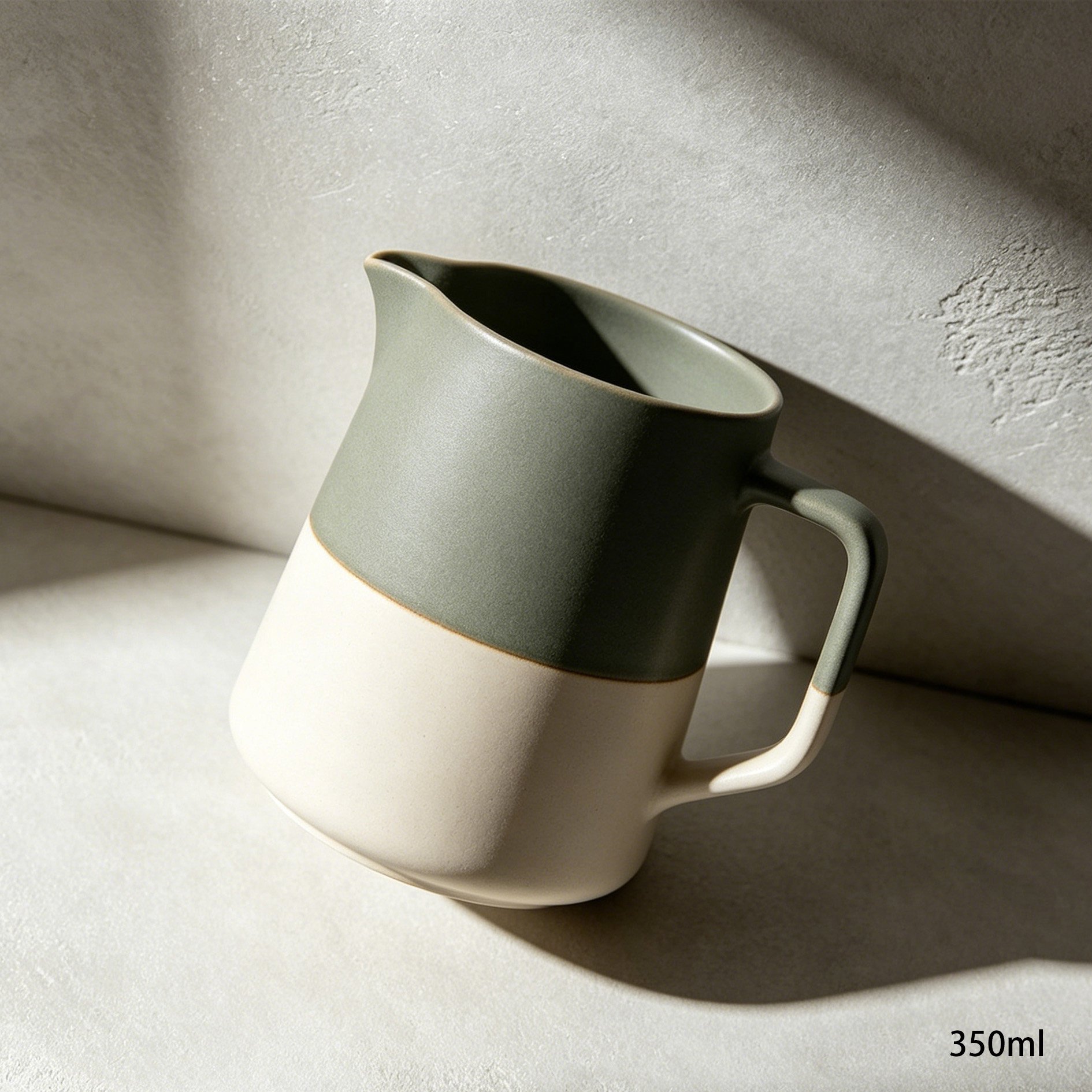 Modern white ceramic mug for tea and coffee