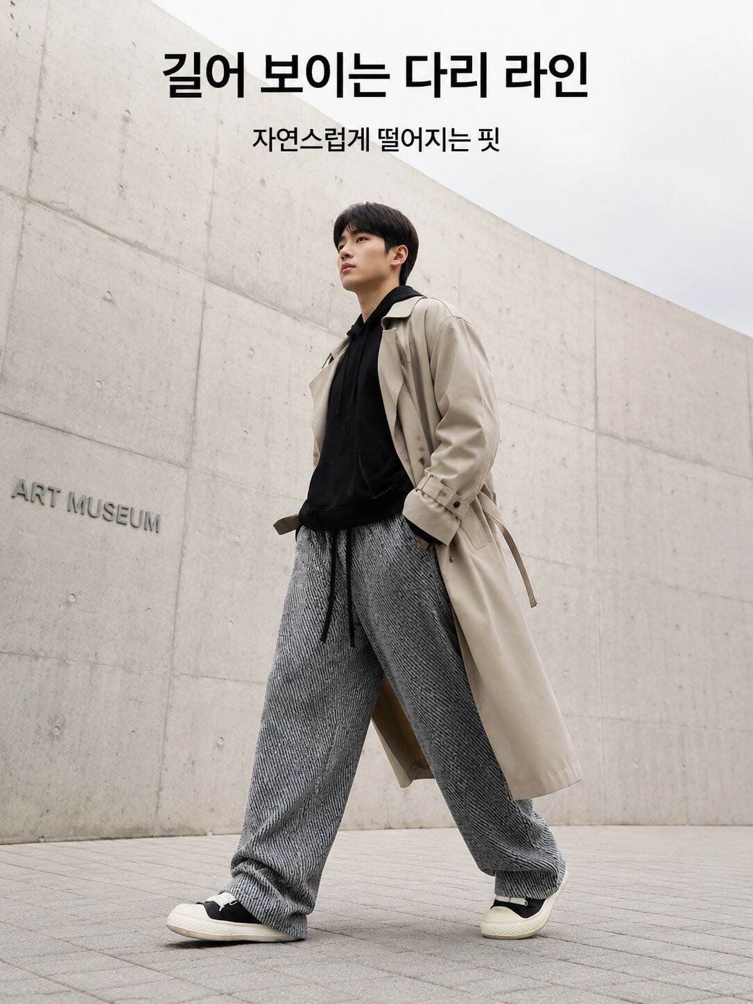 느긋한 스타일 남성 캐주얼 바지 전체 이미지