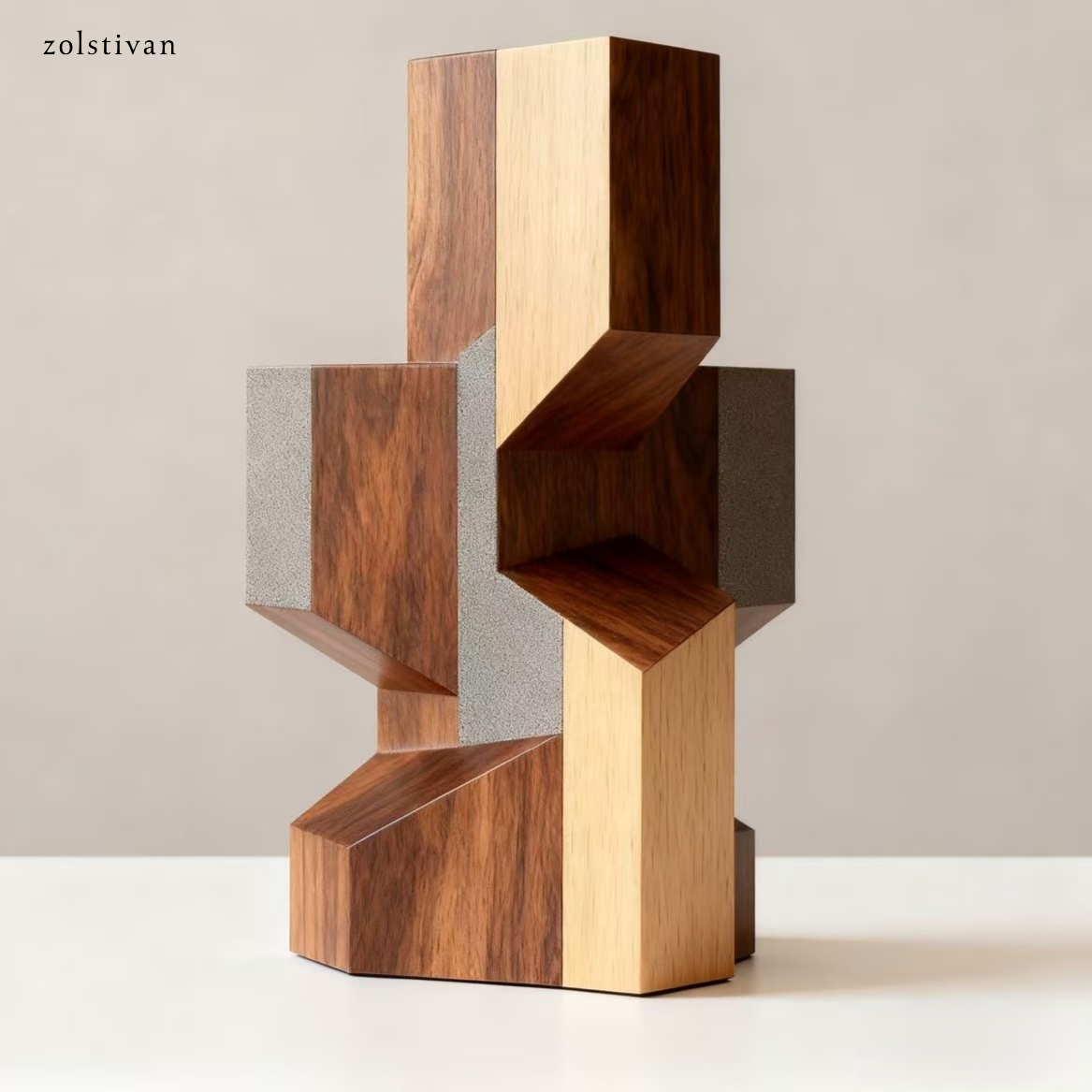 기하학적인 견고한 목재 예술 장식품(2개)