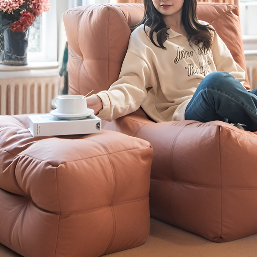 세탁이 필요 없는 기술로 제작된 와플 패턴 빈백 의자