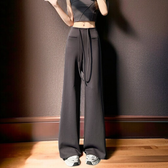 트레이닝 팬츠 여 하이웨스트 슬림 슬랙스 와이드 팬츠 와이드 슬림핏 여름 캐주얼 맨투맨