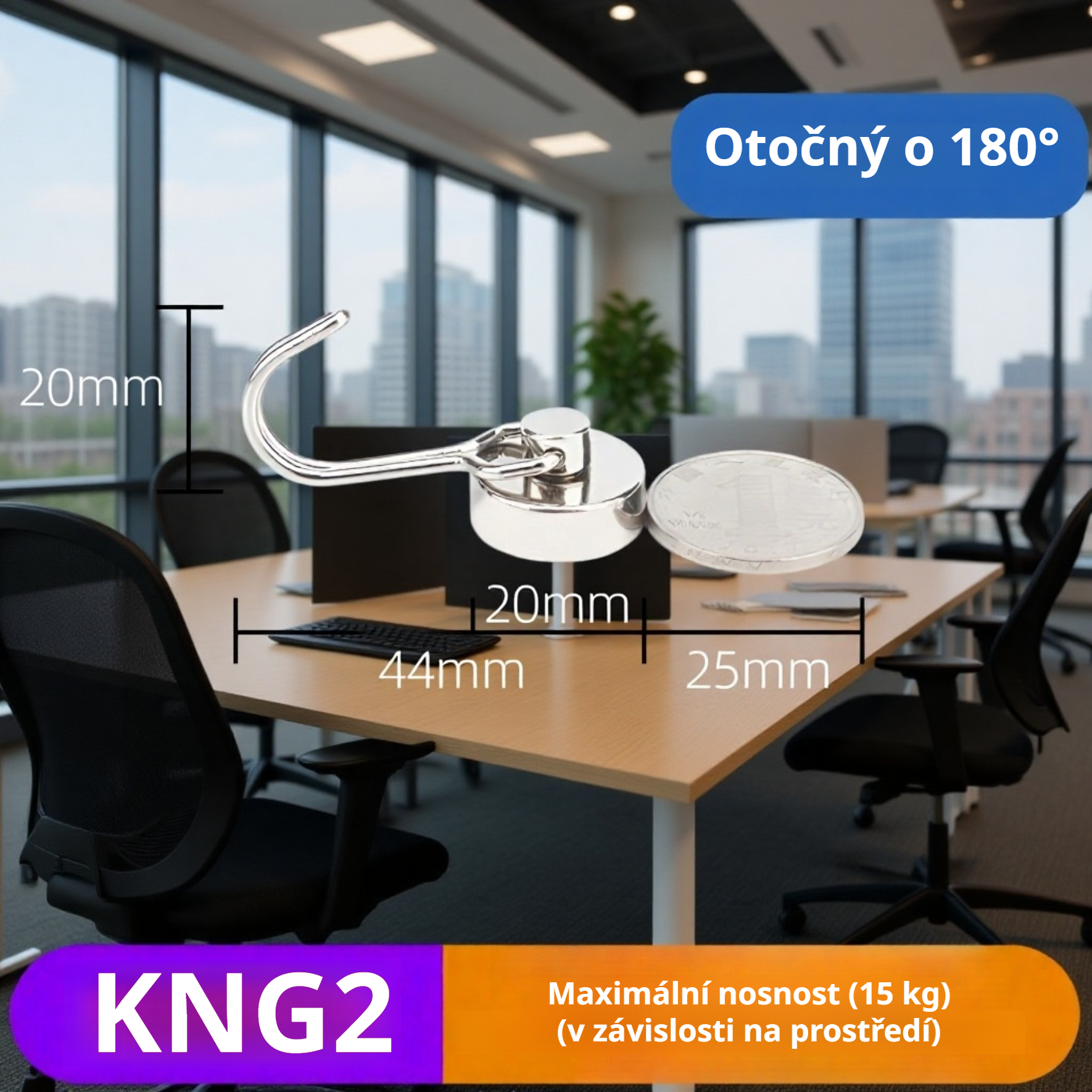 Otočný magnetický háček z nerezové oceli bez vrtání