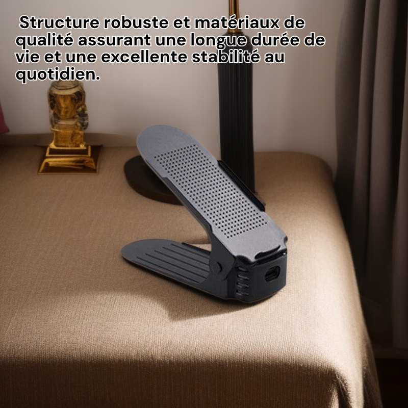 Étagère à chaussures multifonction à deux niveaux pour la maison, hauteur réglable, gain de place