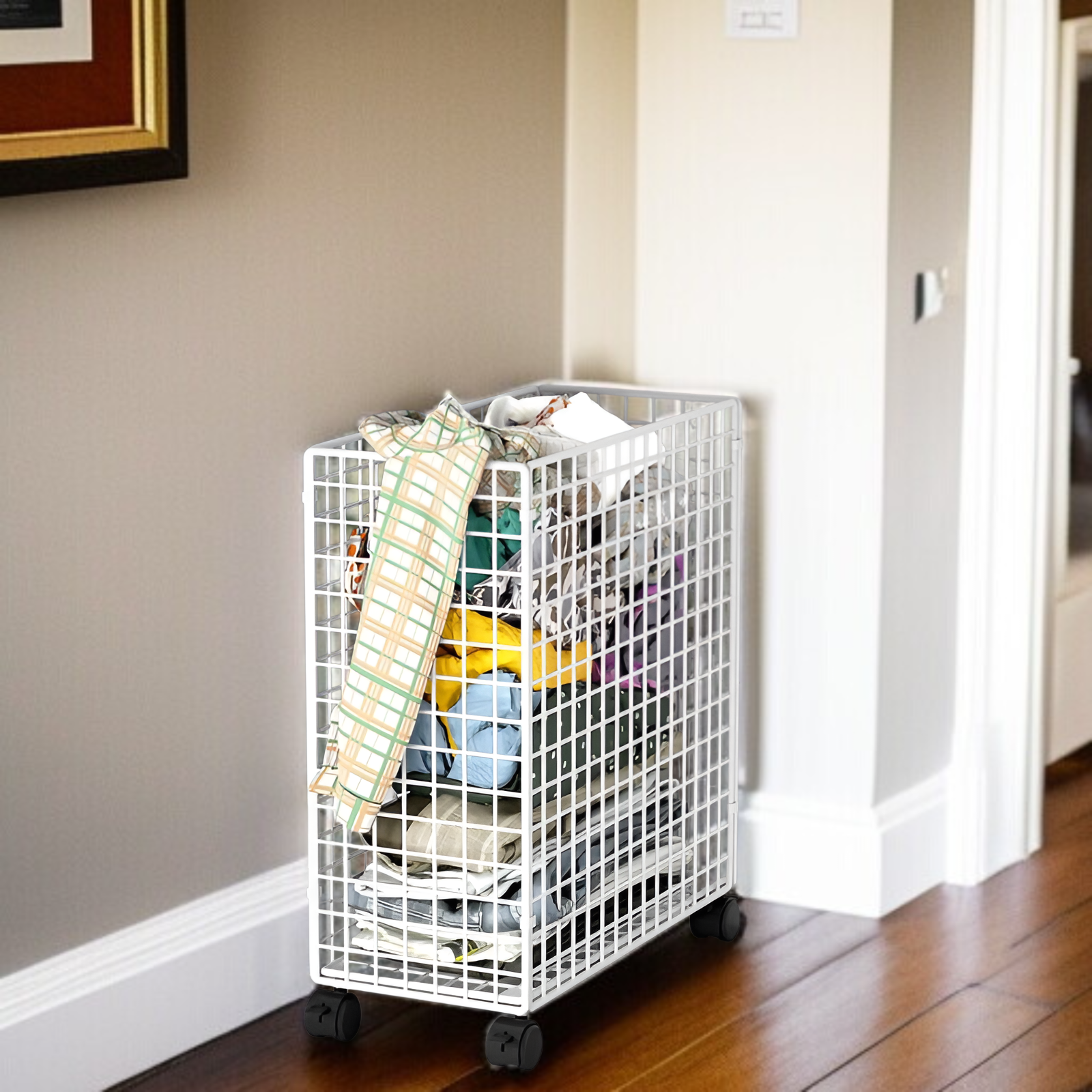 省スペースに折りたためる収納かご