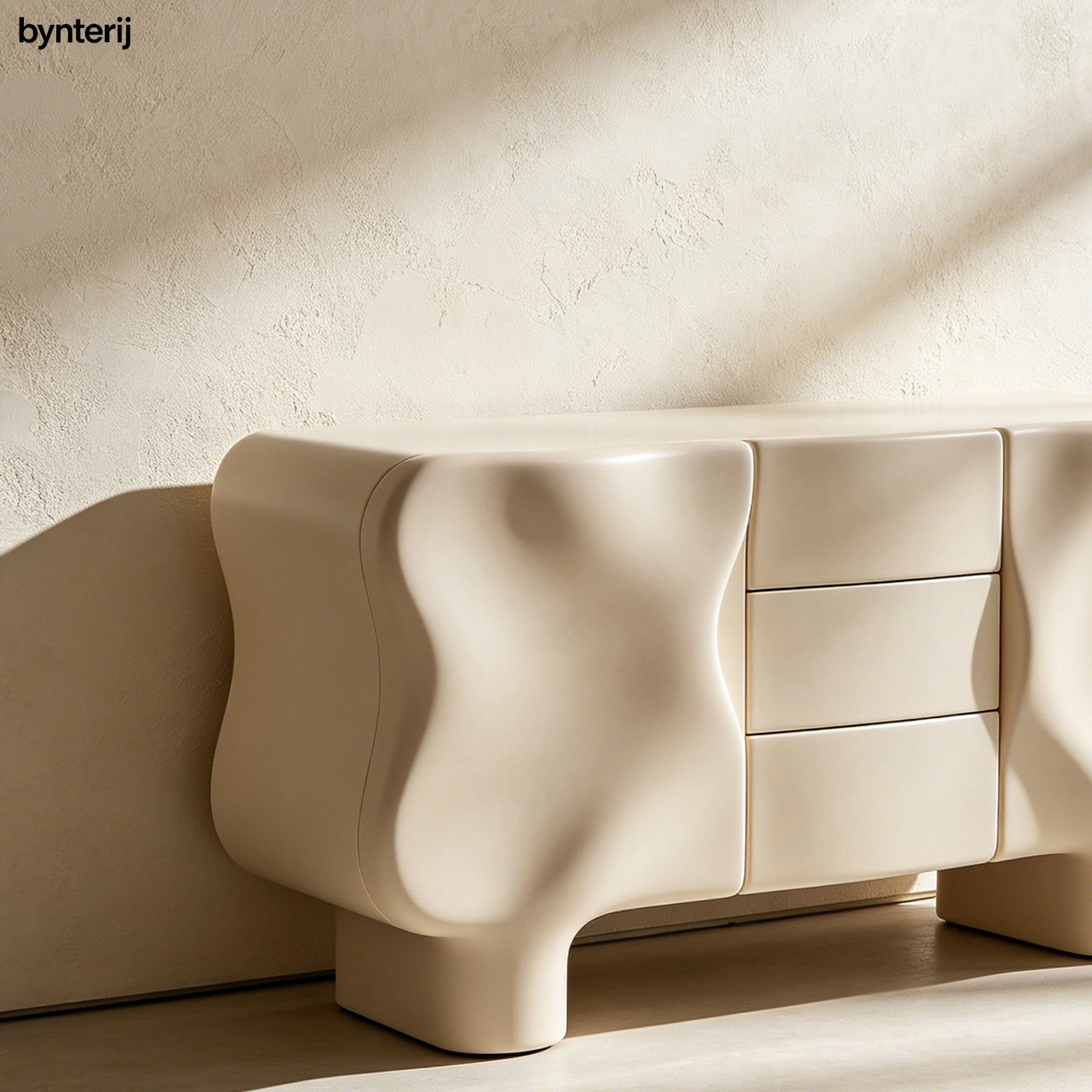 Wavy sideboard front view showcasing unique wave pattern
