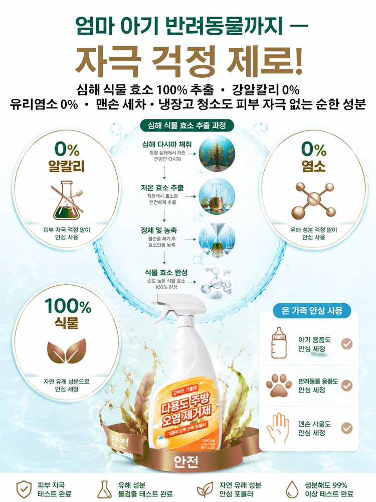 독일·한국 공동 개발 전방위 주방 기름때 분해 만능 스프레이