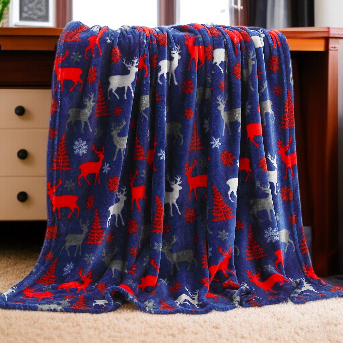 Sofa Flannel Cover Blanket Blanket Holiday Christmas Flannel Burgundy