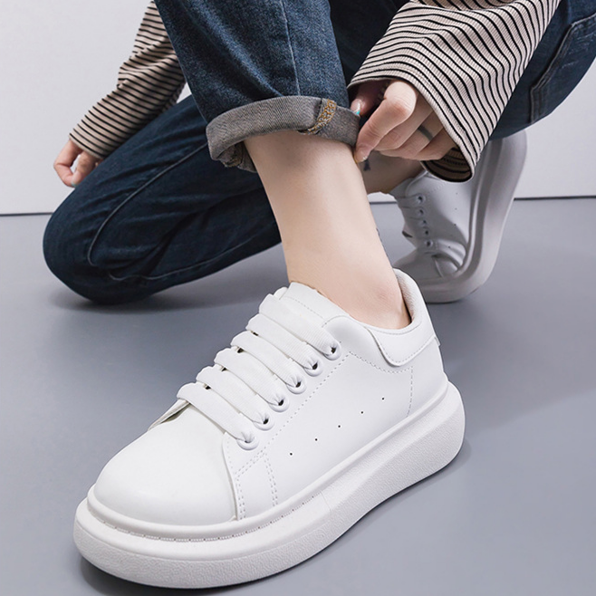 厚底板鞋小白鞋 女士運動休閒鞋
