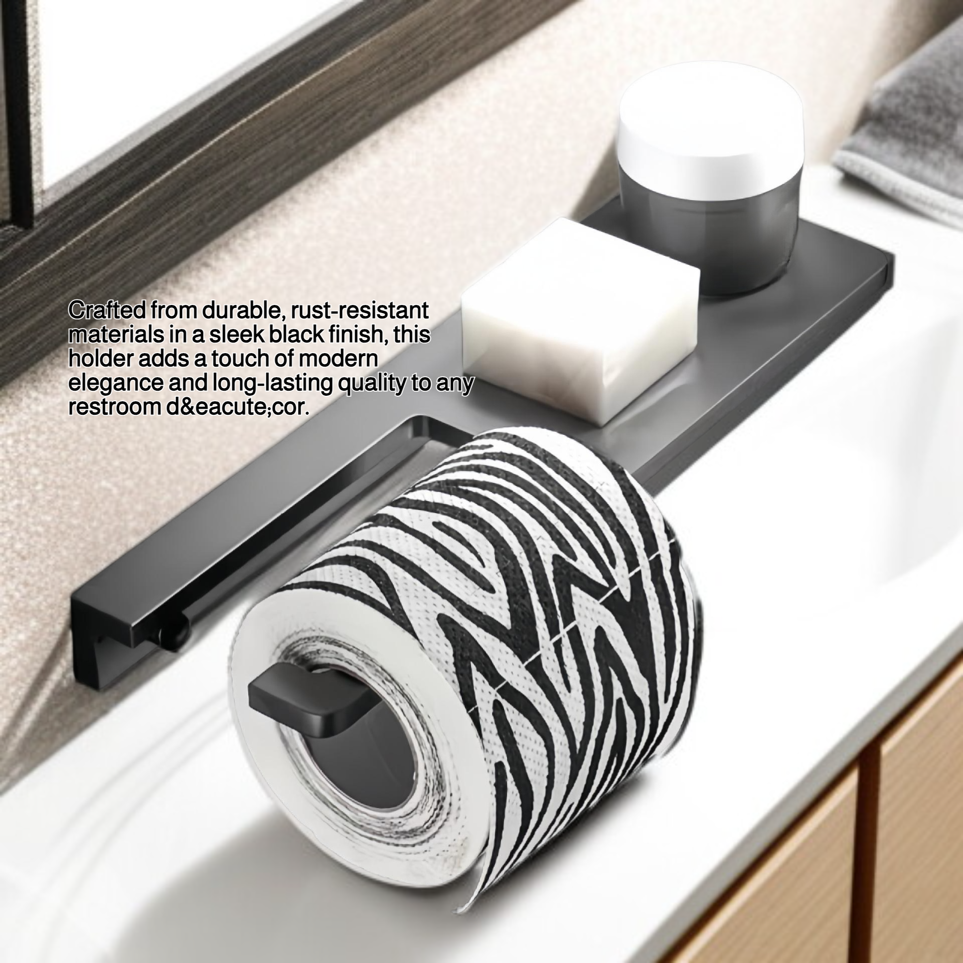 Hotel bathroom toilet paper holder mobile phone holder hand towel paper box toilet paper holder blac