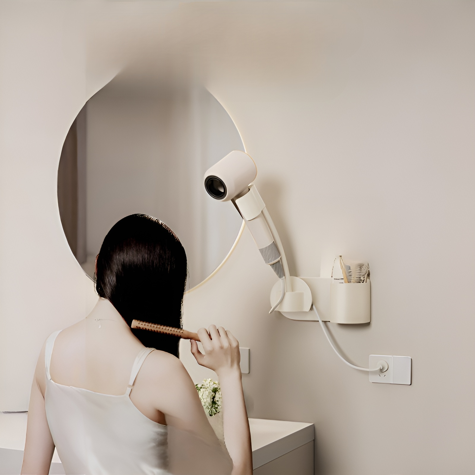 Suction cup hair dryer lazy bracket bathroom free hands electric blower magnetic suction hair dryer 