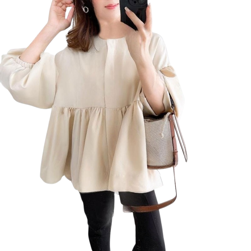 인형 셔츠 암문 라운드 루즈 인형 셔츠 암문 라운드 탑