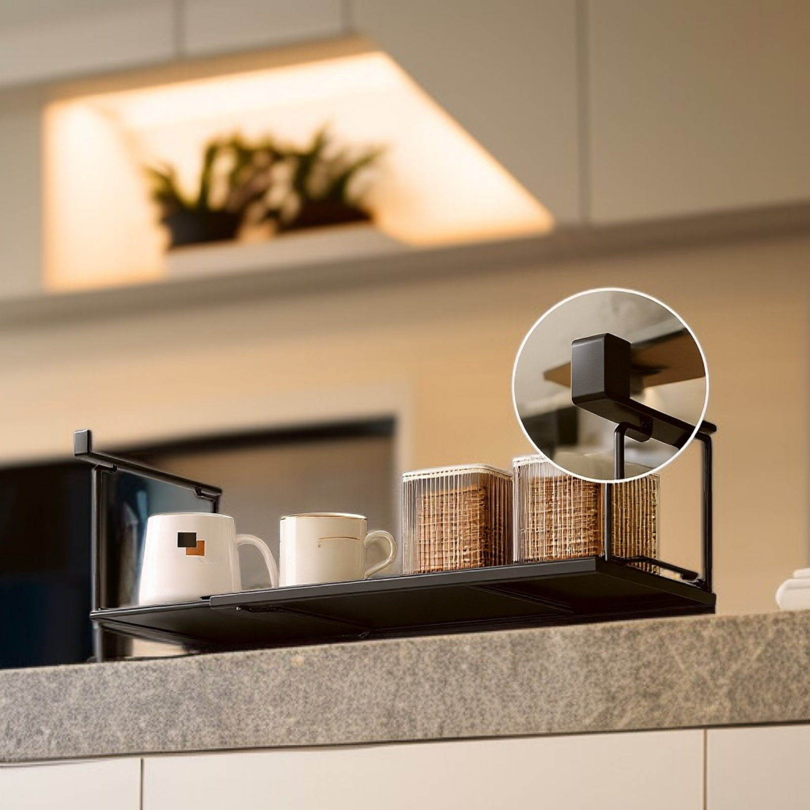 ชั้นเก็บของแบบยืดไสลด์ใต้ตู้ครัว ตะกร้าแขวนเครื่องปรุงรส