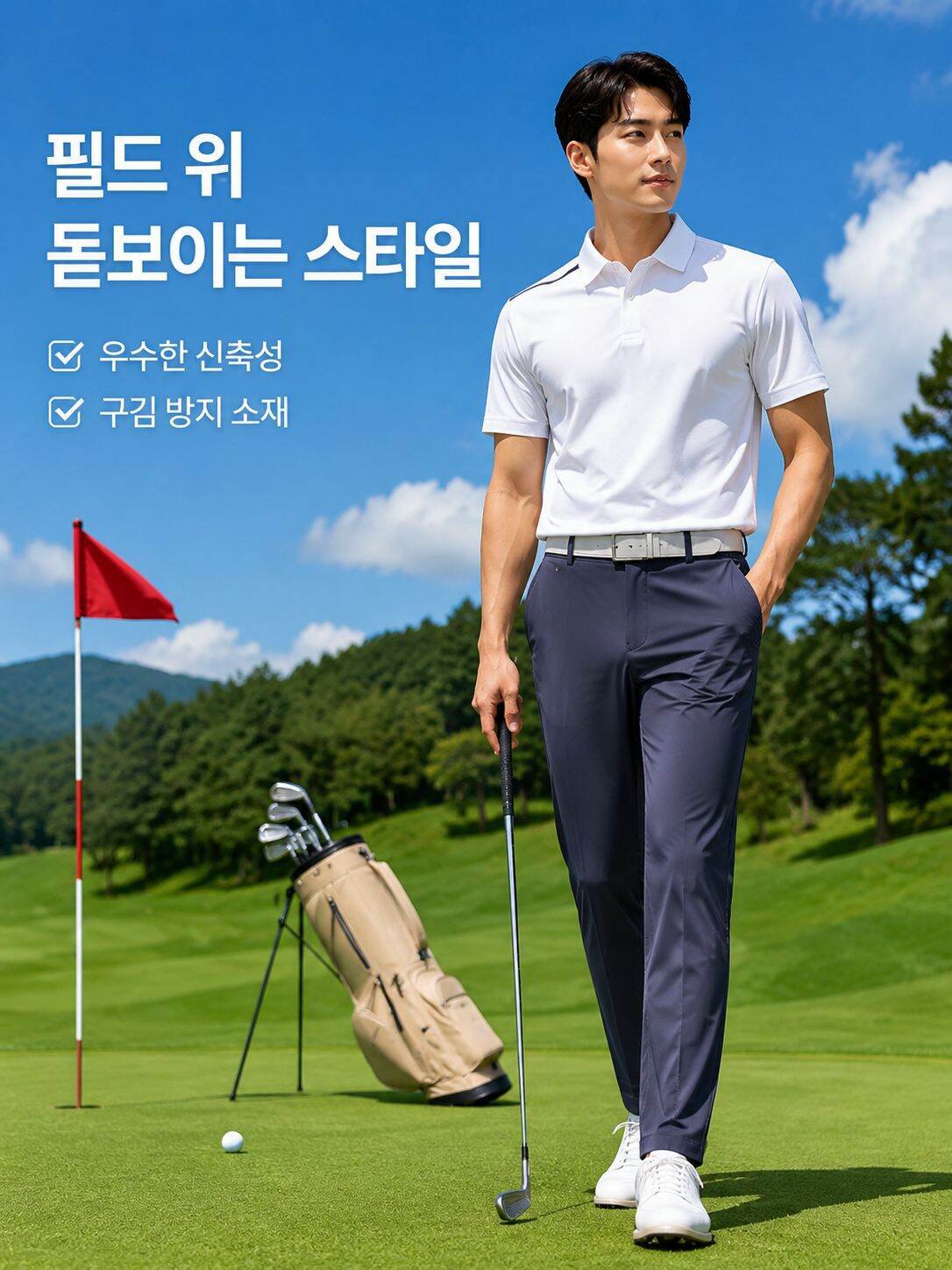남성용 얇은 구김 방지 골프 쿨링 팬츠