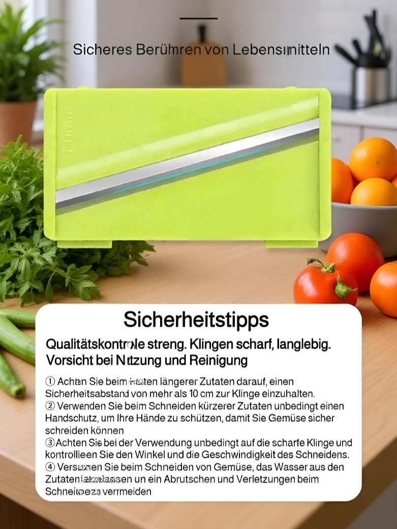 Benutzerfreundlicher Griff und rutschfeste Basis des JMY Gemüseschneiders