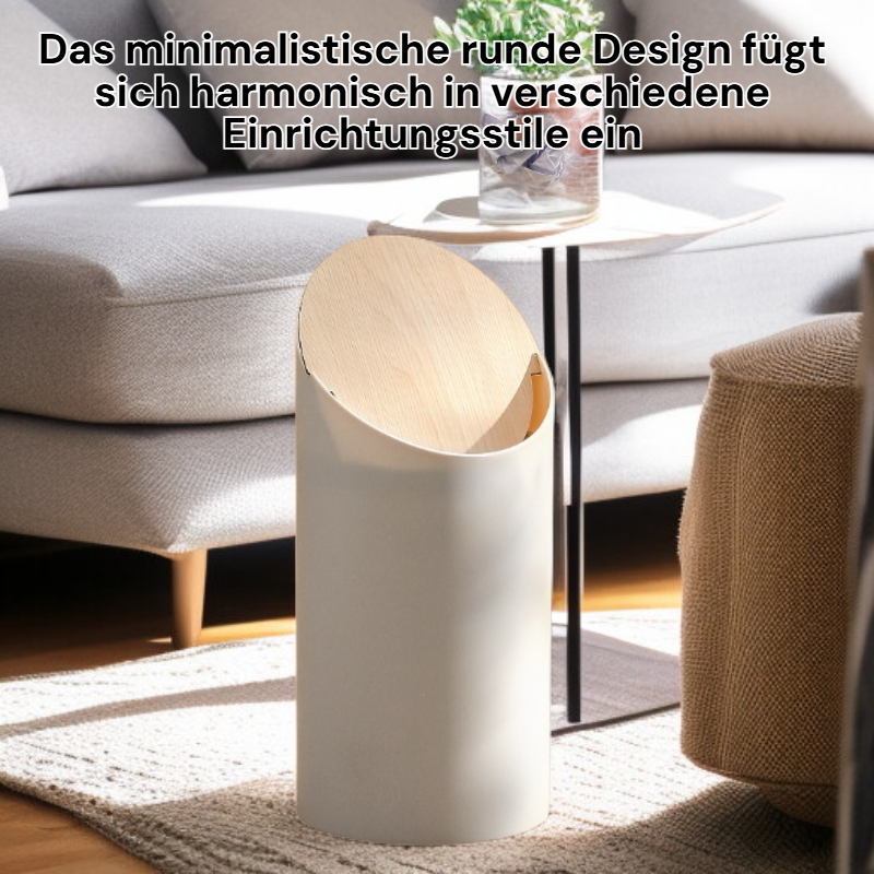 Minimalistischer runder Mülleimer aus Massivholz für den Hausgebrauch