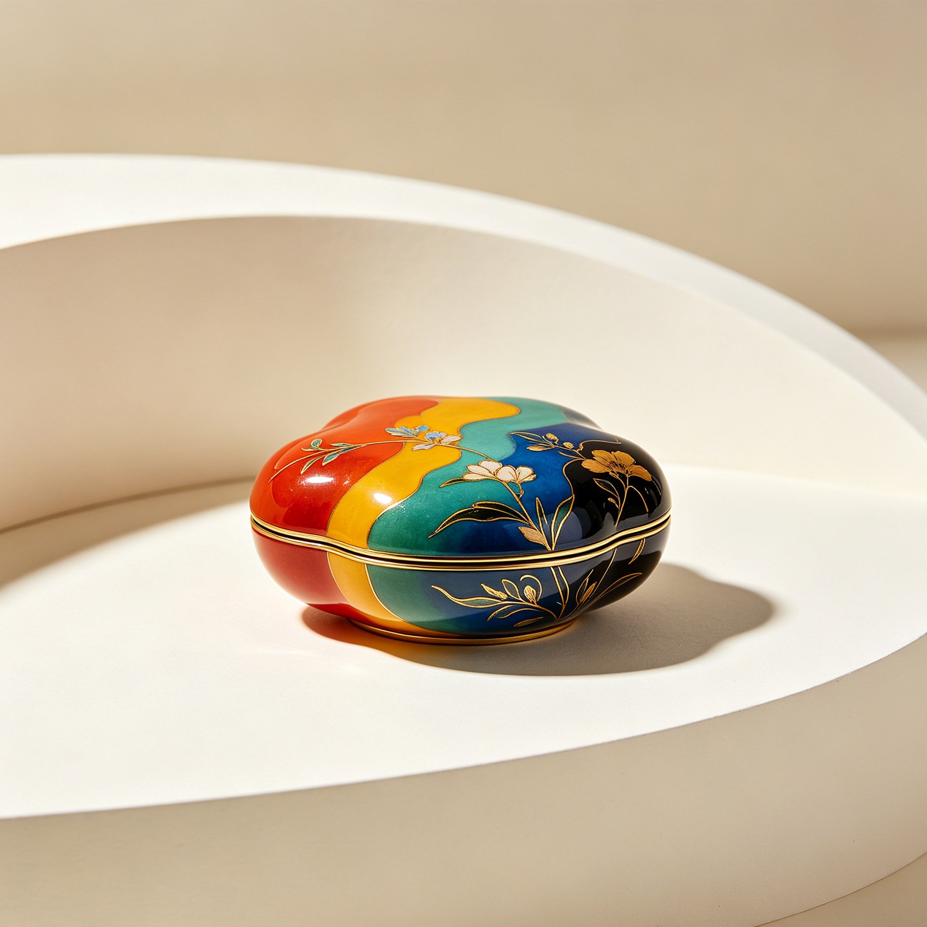 Boîte à bijoux peinte à la bombe vue de face