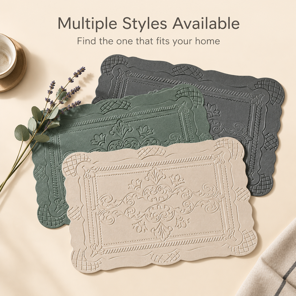 Vintage Embossed Faux Leather Placemat Nordic Totem Heat Resistant Waterproof Table Mat