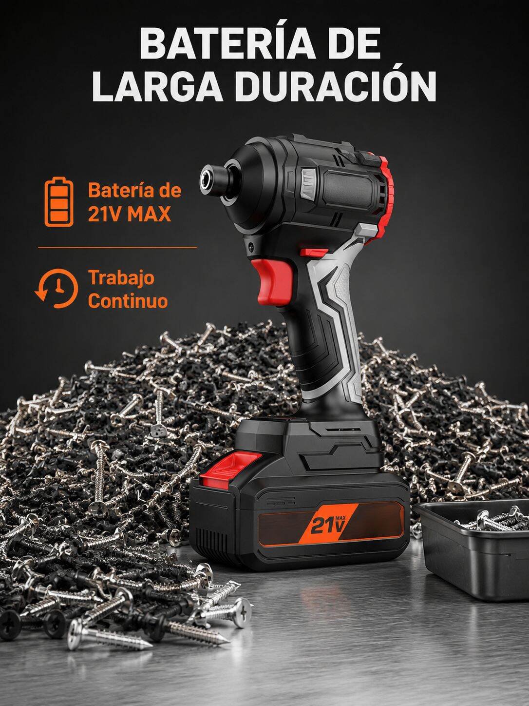 Taladro Percutor Inalámbrico Portátil 21V Kit de Herramientas Eléctricas