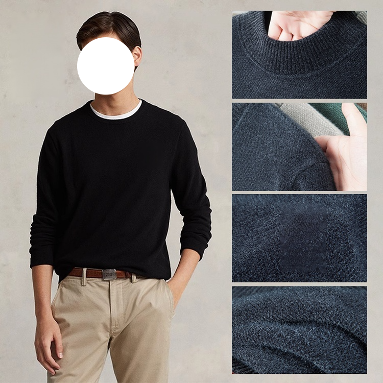 남성 도톰 기모 자수 니트