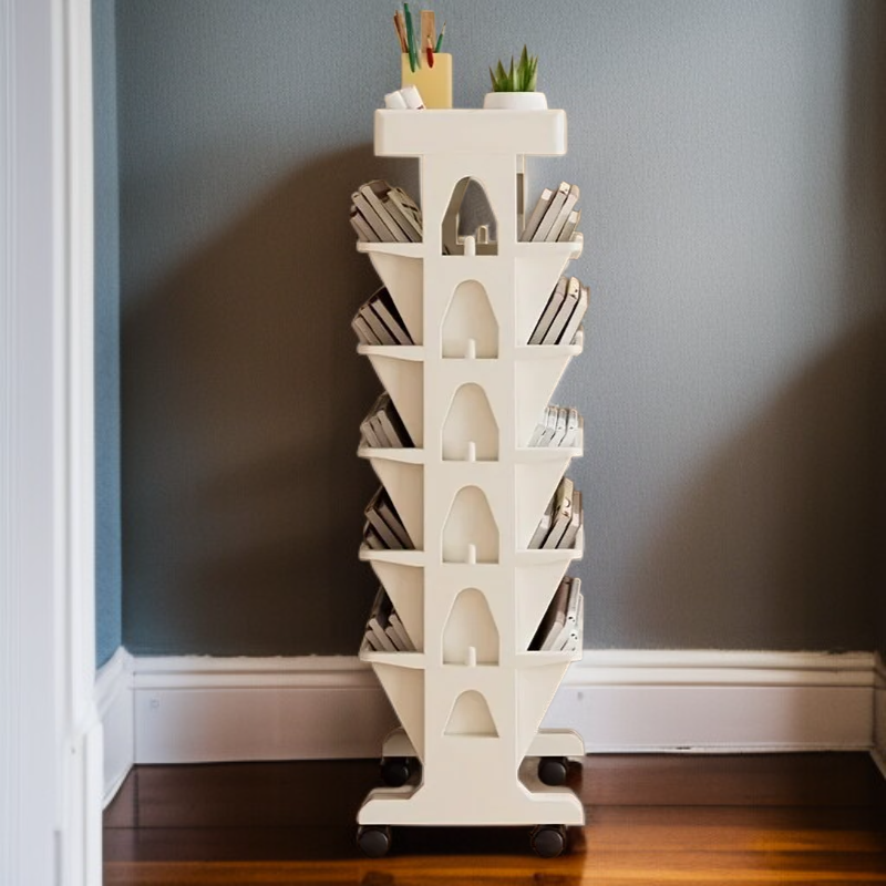 6단 투명 이동식 카트 책장 수납 랙