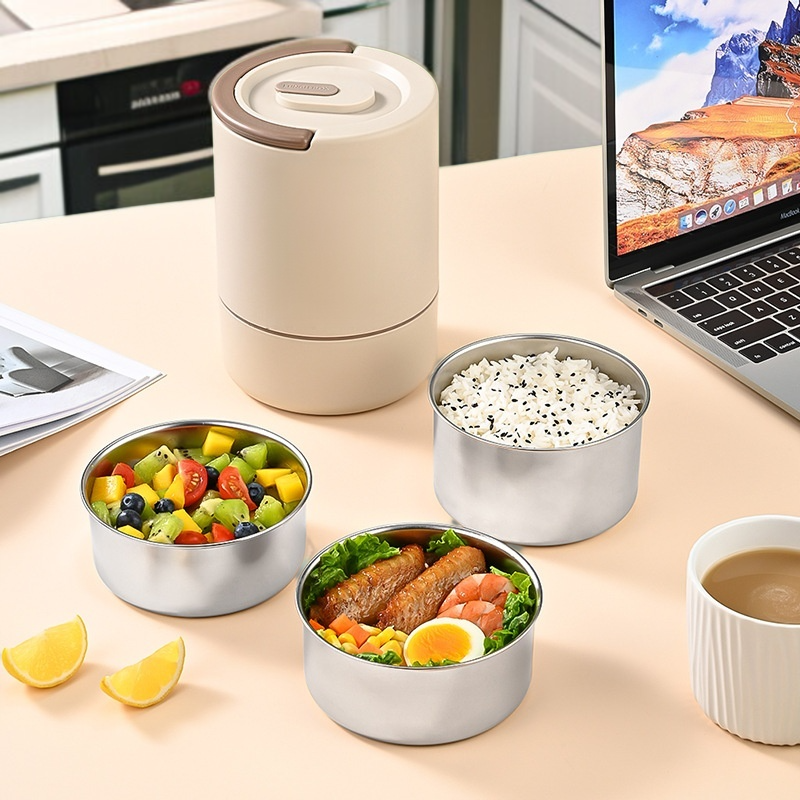 Large Capacity Round Multi-layer Insulated Lunch Box for Office Workers