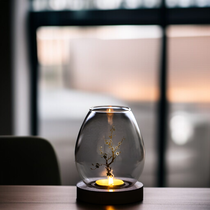 透明なガラスの燭台、中国風の装飾品、ロマンチックなキャンドルライトディナー、禅レトロホーム防風キャンドルカバー