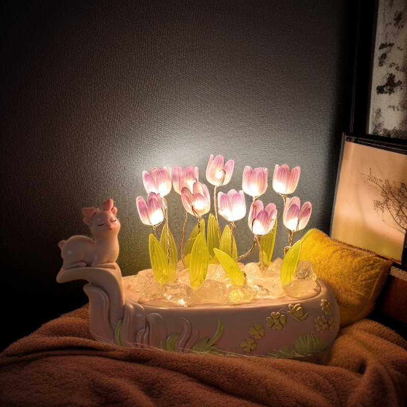 Handgemachtes Tulpen-Nachtlicht Bastelset – Schreibtischdekoration