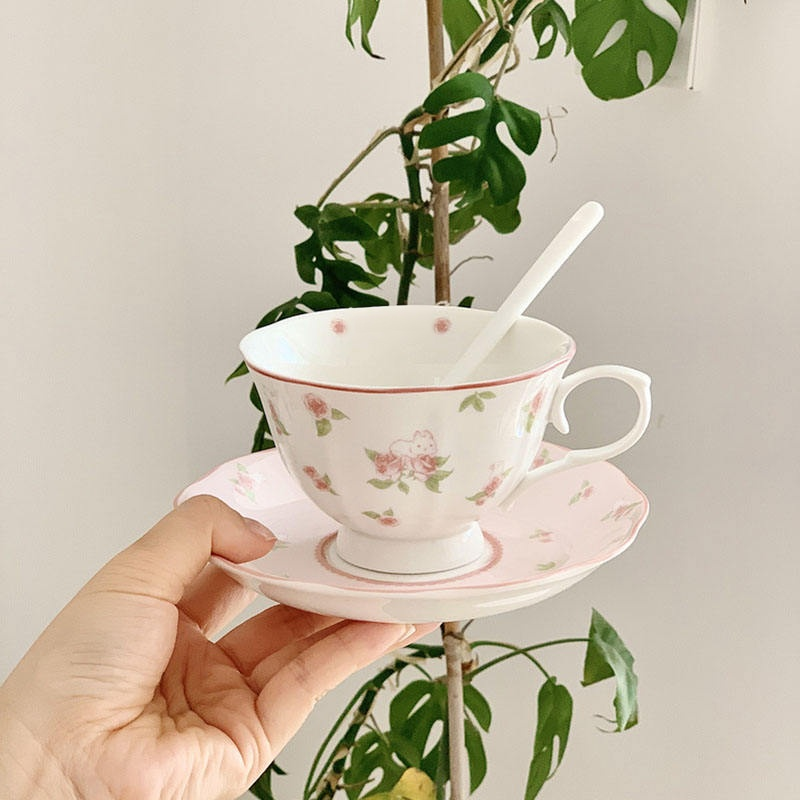 Ins Retro French Ceramic Coffee Cup and Tea Dish Set