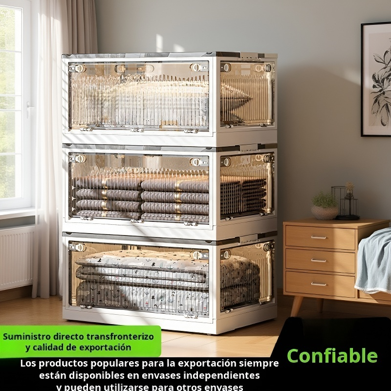 Caja de almacenamiento plegable de plástico grueso para armario y dormitorio