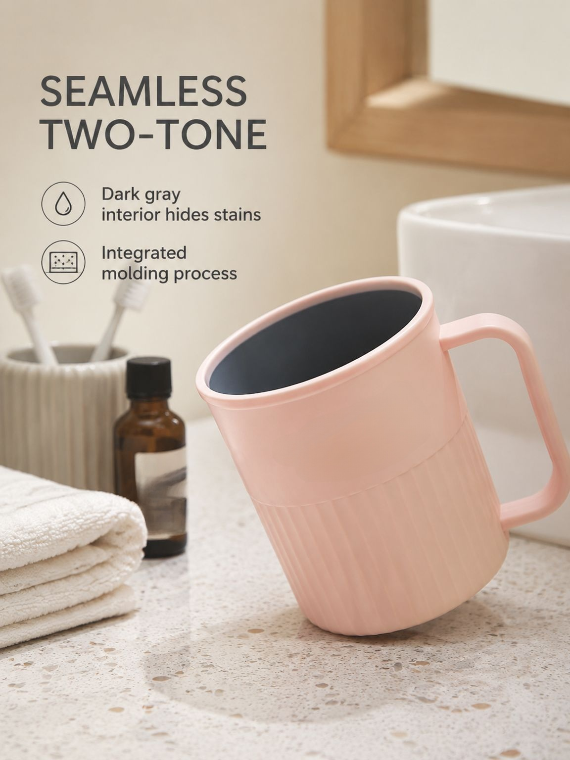 Two-tone toothbrush holder with contrasting color design