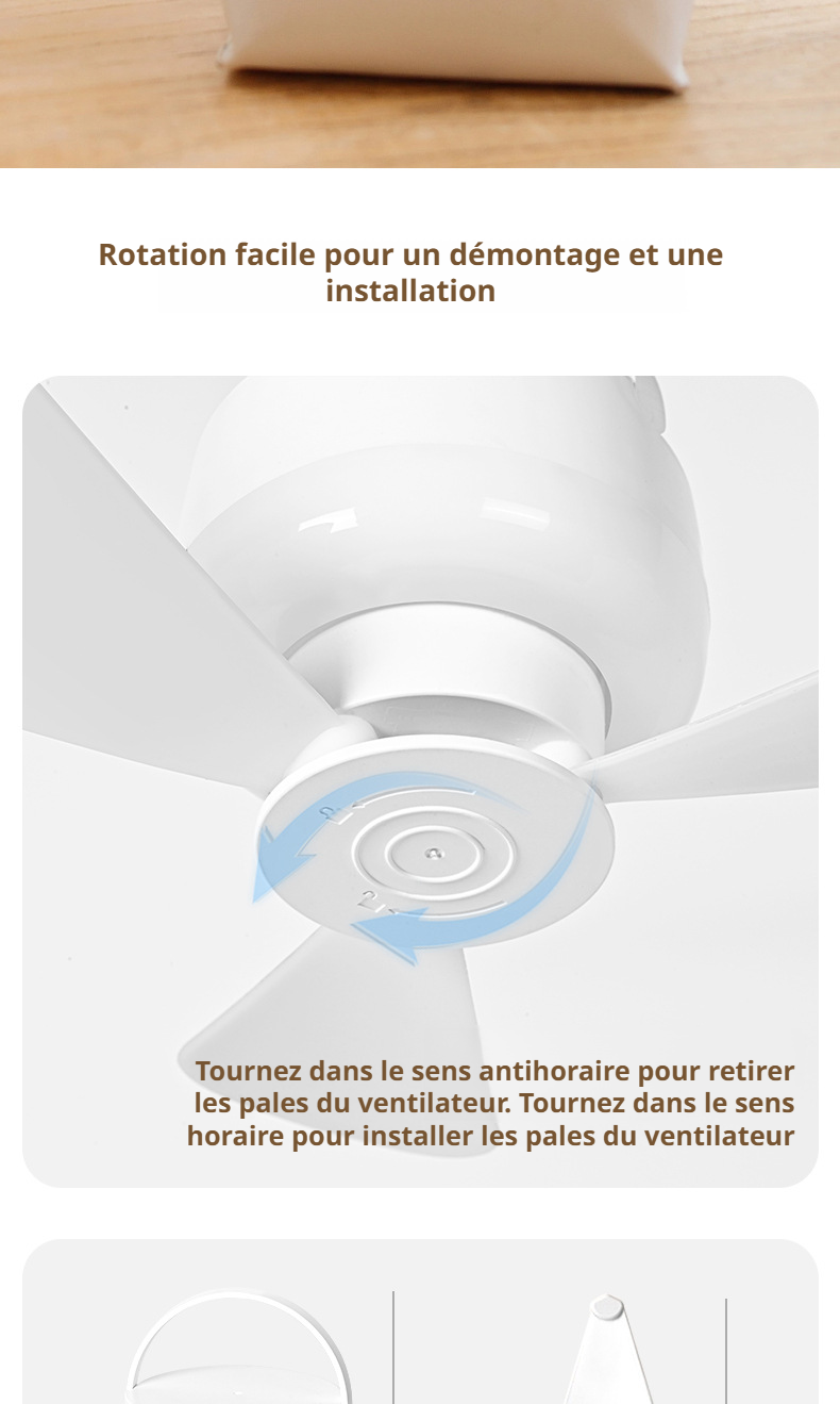 Détail du motif décoratif sur le ventilateur de plafond USB