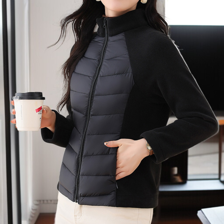 여성 아웃도어 패딩 화이트 슬림 트레이닝 아우터 하이넥 구속 없는 패딩