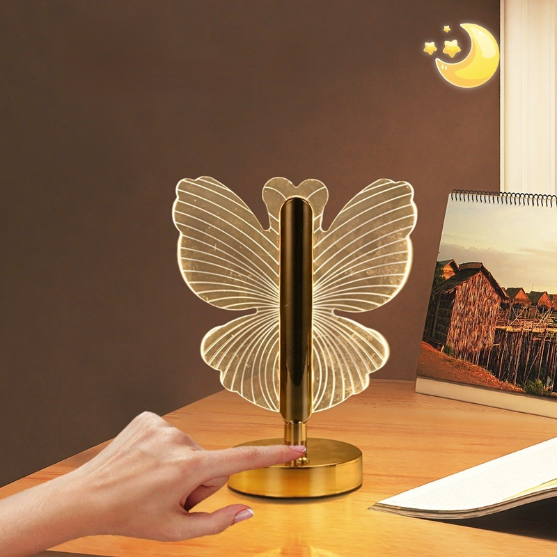 Lámpara de ambiente con diseño de mariposa nórdica para cabecera de cama
