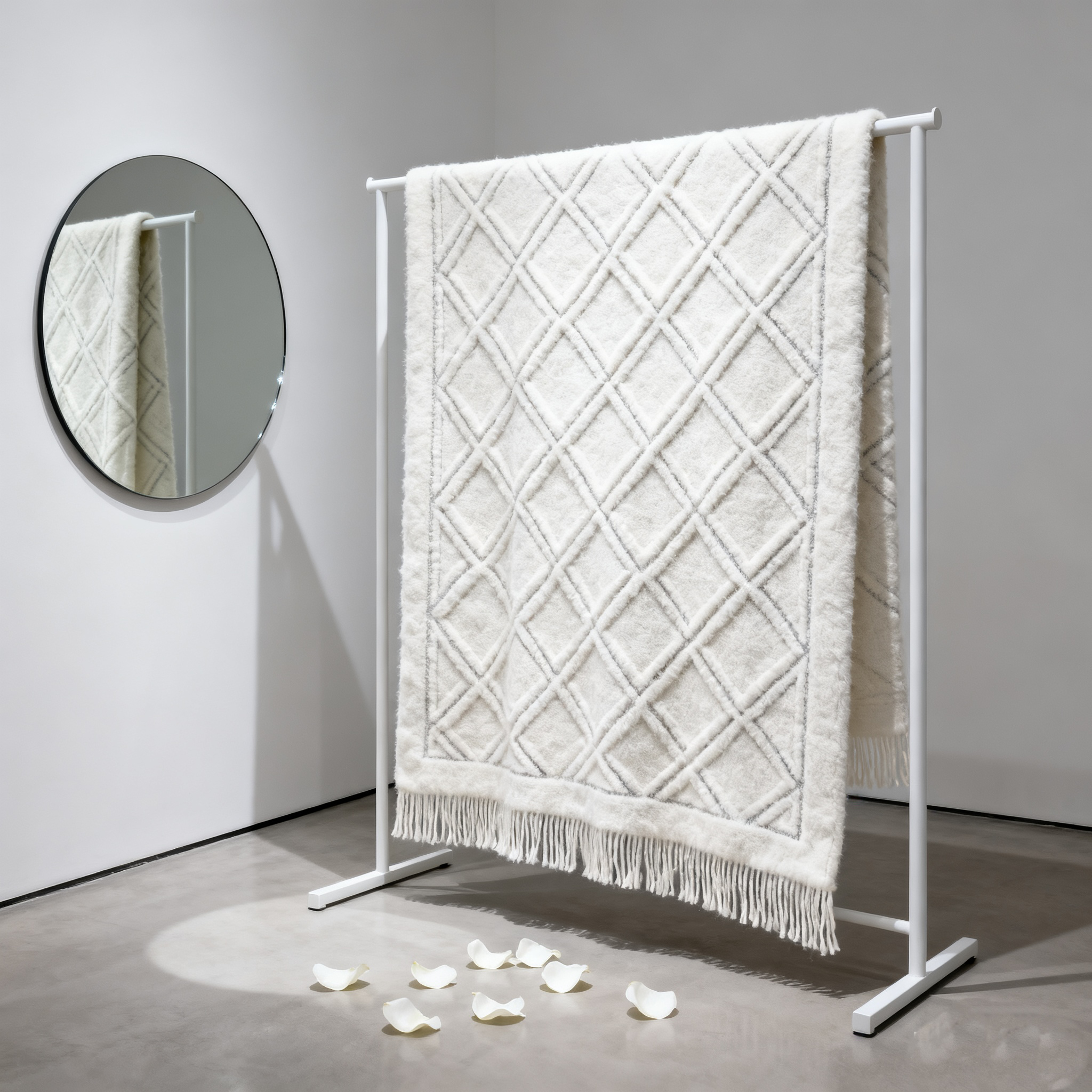 Manta decorativa para sofá o cama color blanco