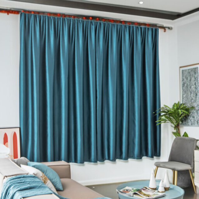 寝室の完全な遮光カーテン自己接着日除けの生地はパンチ穴の取付けの日焼け止めの熱絶縁材のカーテンを放します