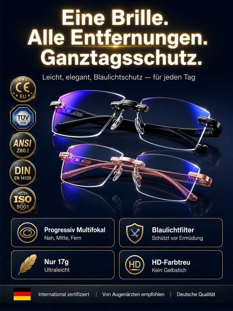 Rahmenlose, ultraleichte Lesebrille mit Diamantschliff