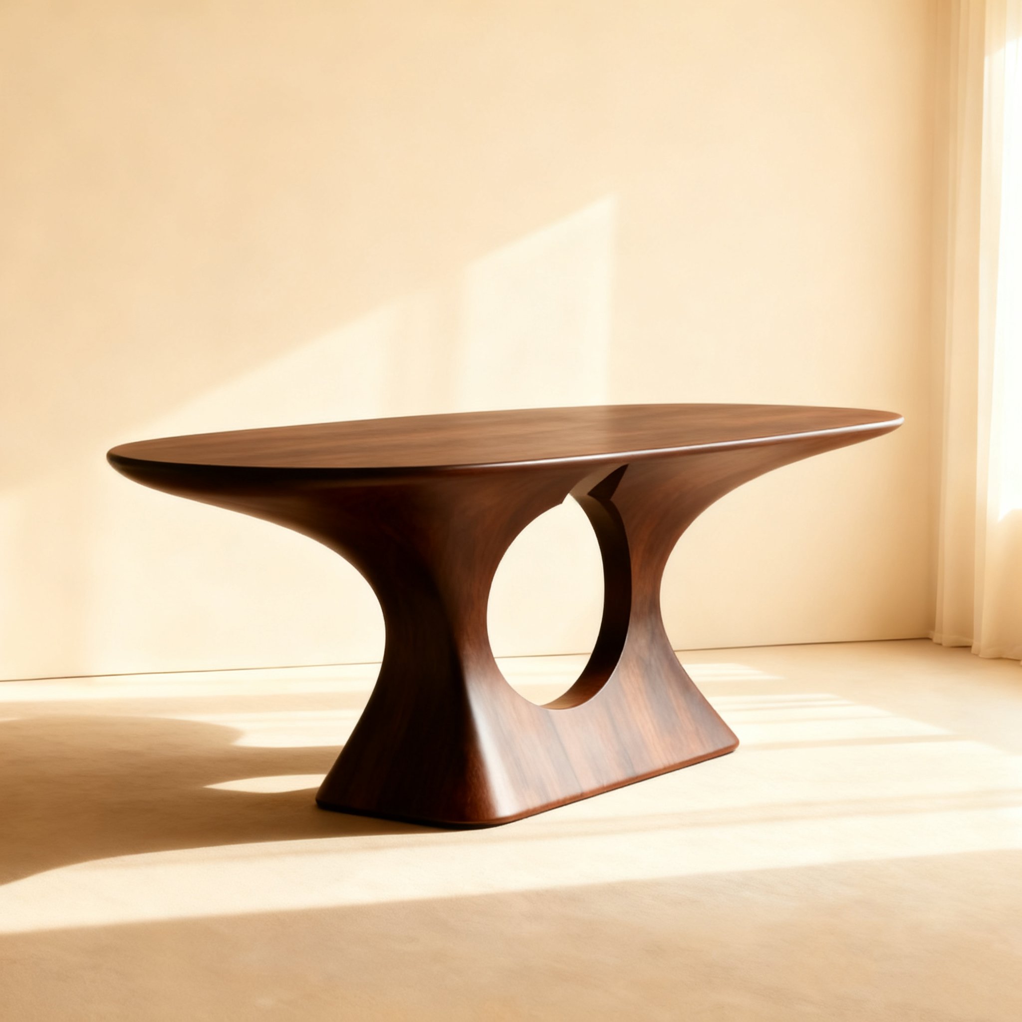 천연 원목 오벌형 식탁