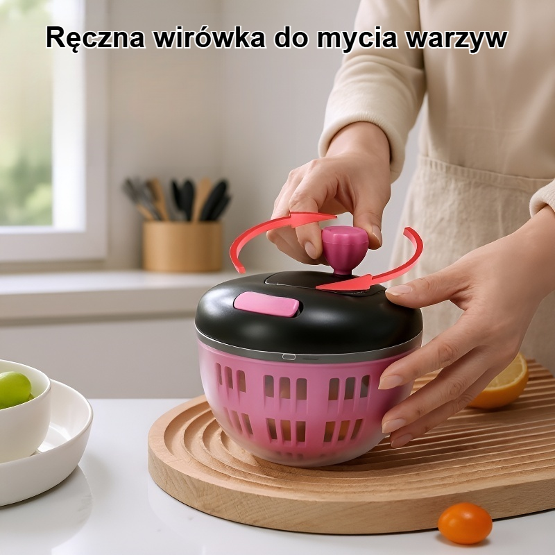Ręczna wirówka do mycia warzyw, owoców i sałatek
