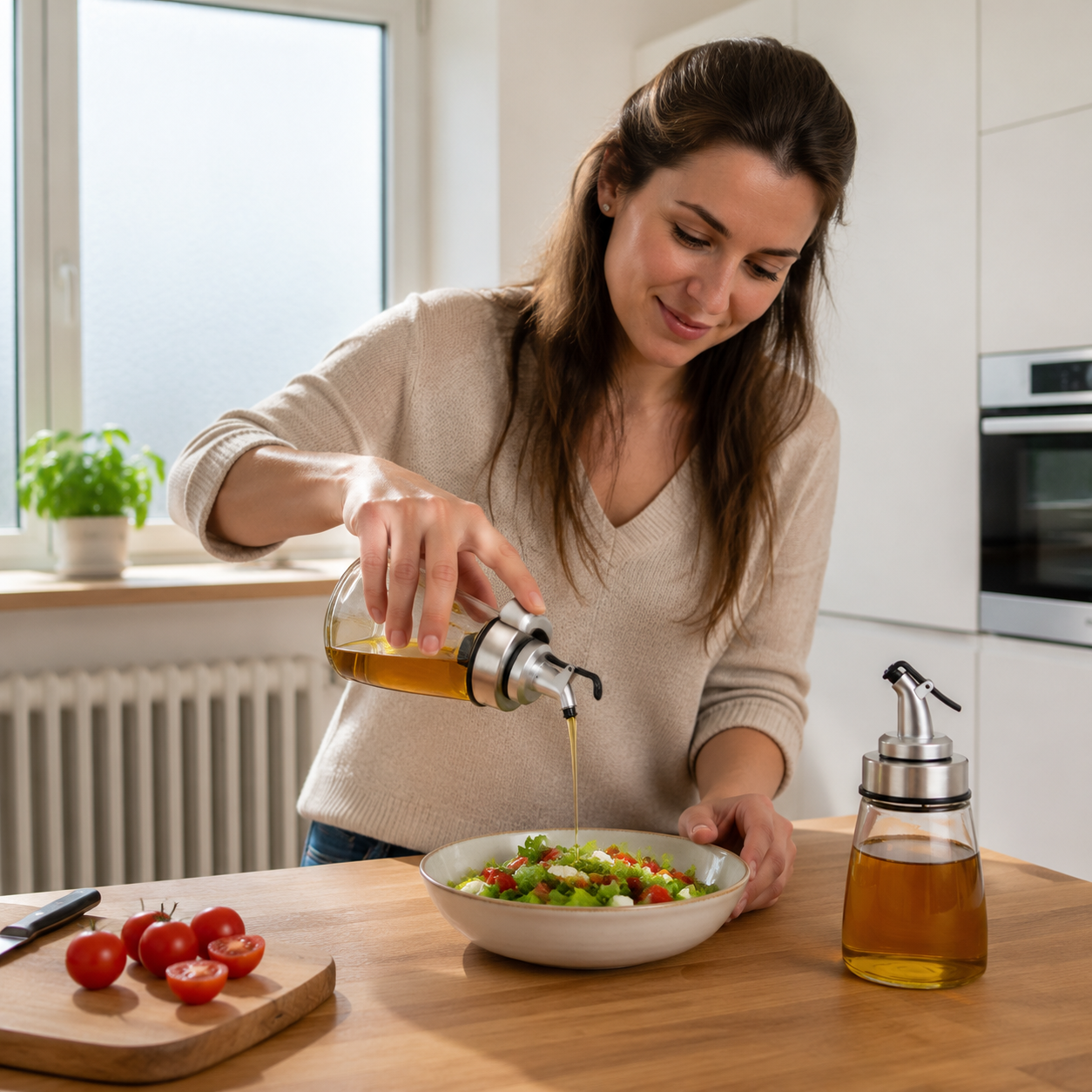 Multifunktionale Glasölflasche, Küchenbehälter für Sojasauce und Essig, Outdoor Ölbehälter
