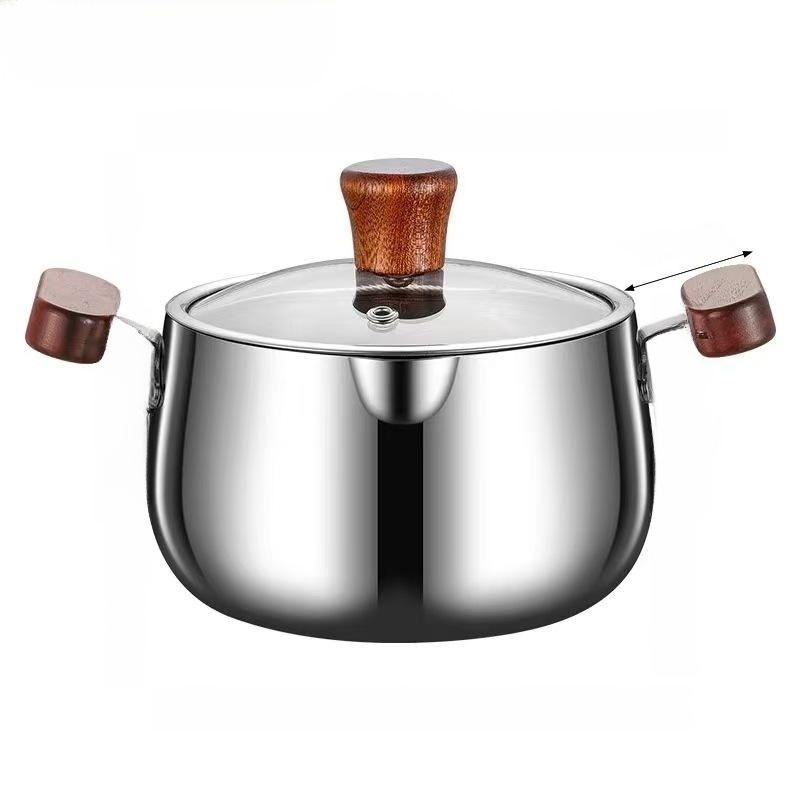 หม้อนมขนาดเล็กสามชั้นสำหรับเด็ก ไม่ติดกระทะ หม้อสำหรับต้มบะหมี่เด็ก