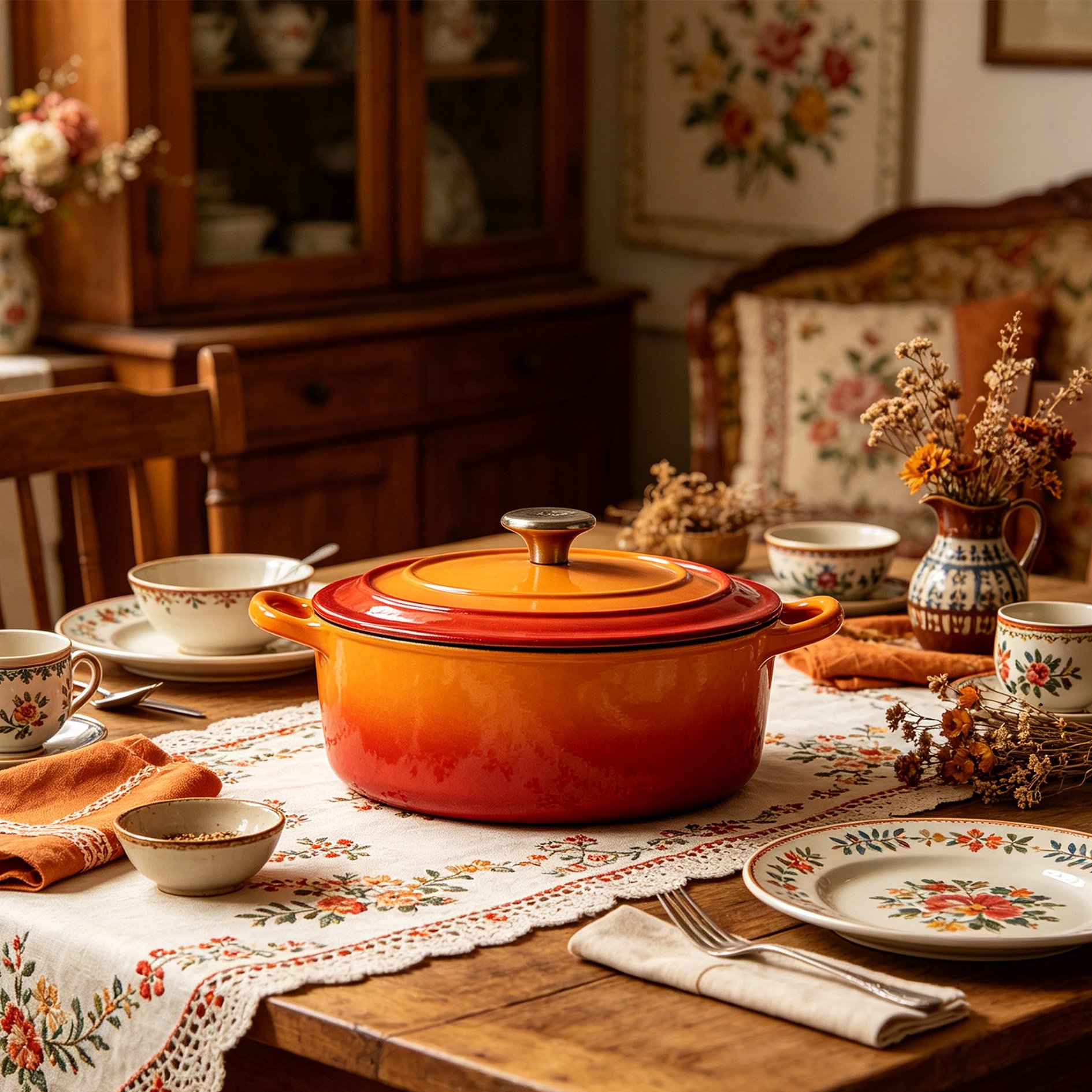 Stylish enamel pot suitable for all stovetops