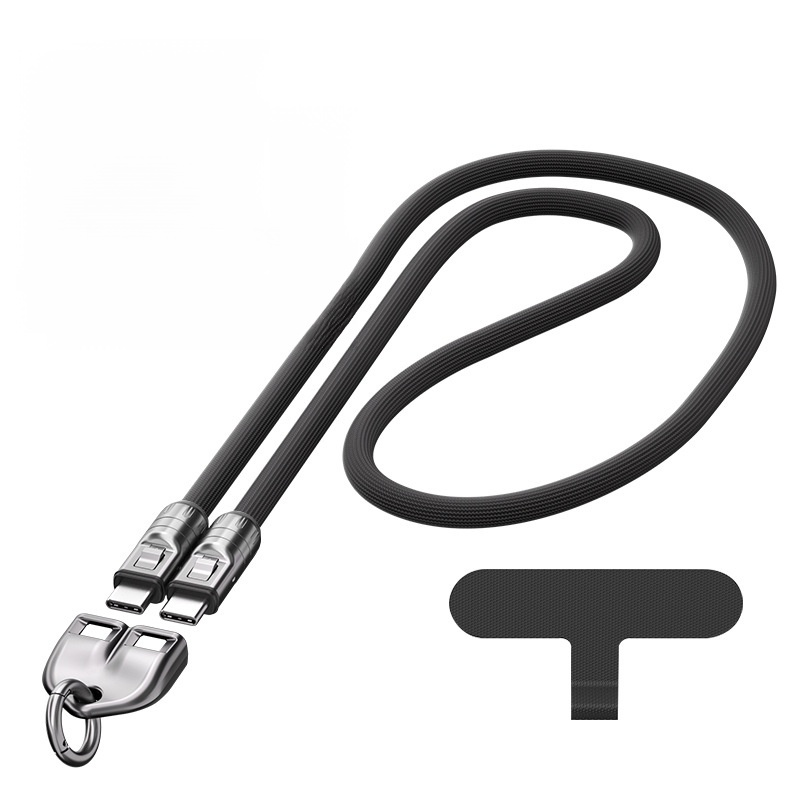 Dual-purpose phone lanyard and data cable