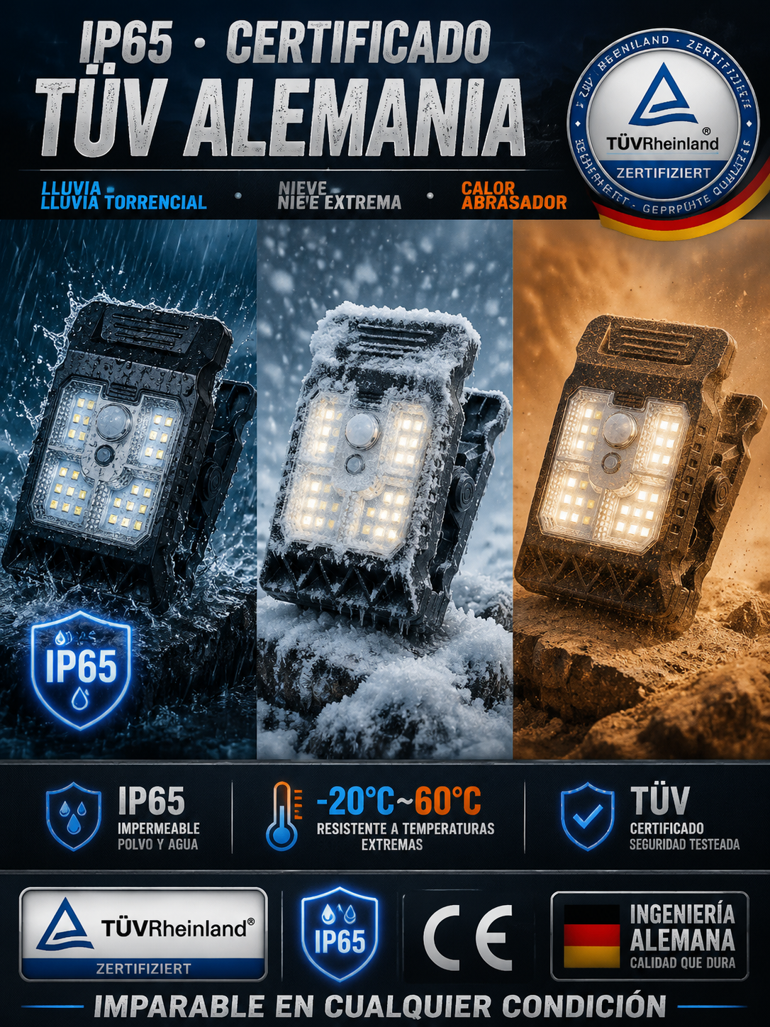 Foco Solar Radar IP65: Pinza de 1s y 10 años con 0€ de luz！