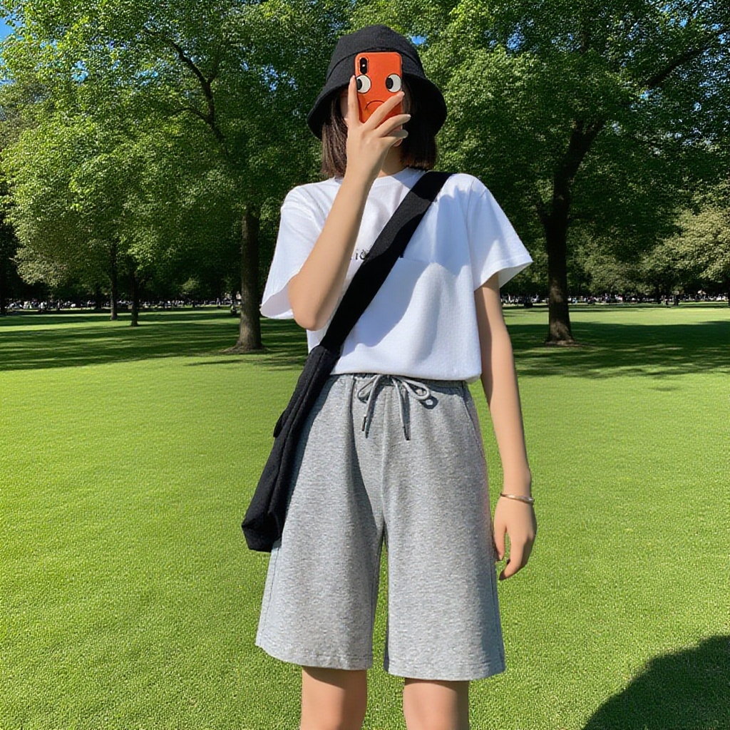 여성 여름 스트레이트 캐주얼 5부 반바지