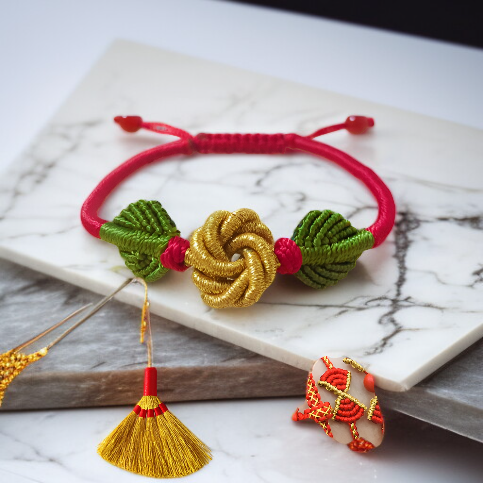 Large curls of gold and silver thread