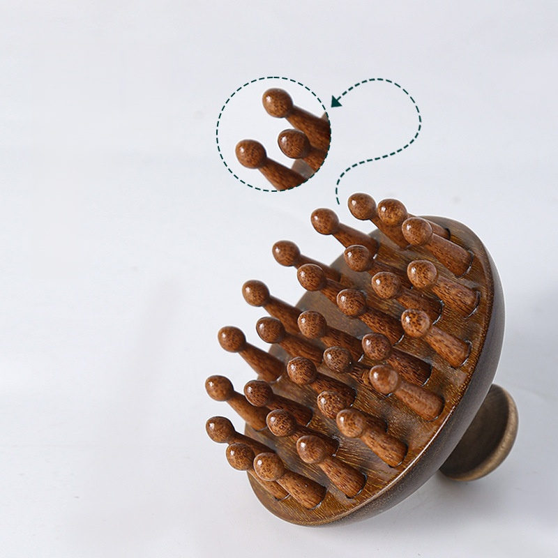 金絲檀木圓盤經絡按摩梳